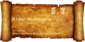 Bider Nikoletta névjegykártya