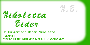 nikoletta bider business card